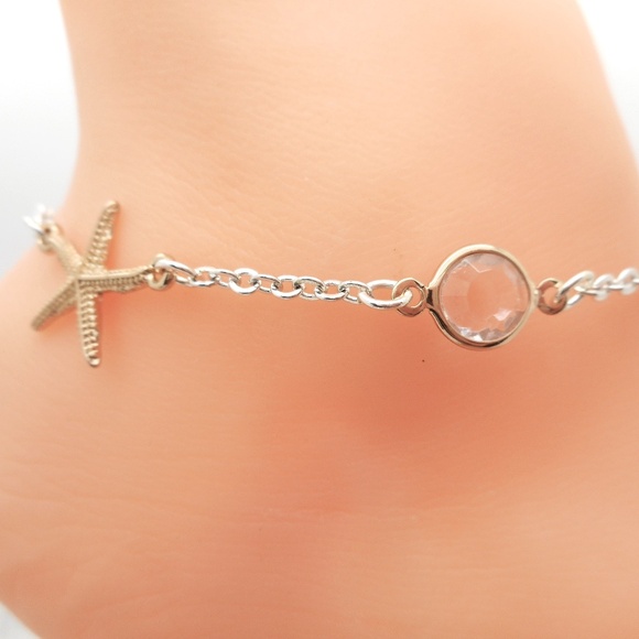 Gold Plated  Anklet Starfish Two Tone Ankle Bracelet - Picture 2 of 3